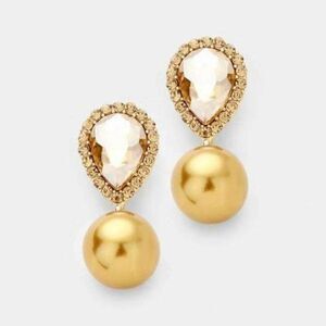 5/$25 Topaz Colored Crystal Gold Pearl Earrings